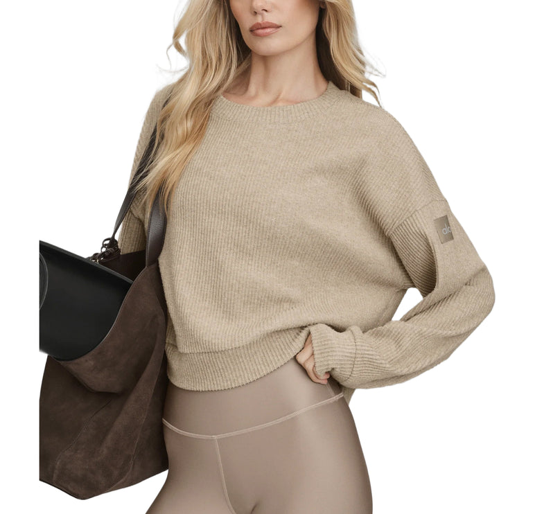 alo Women's Muse Crew Neck Pullover Gravel Heather