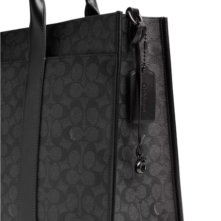 Coach Unisex Wesley Tote In Signature Canvas Charcoal