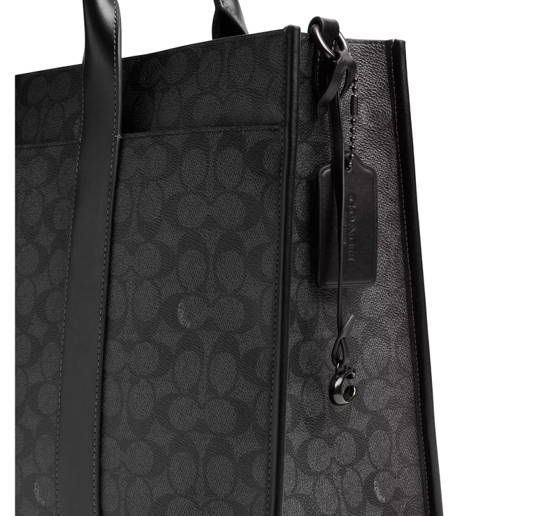 Coach Unisex Wesley Tote In Signature Canvas Charcoal