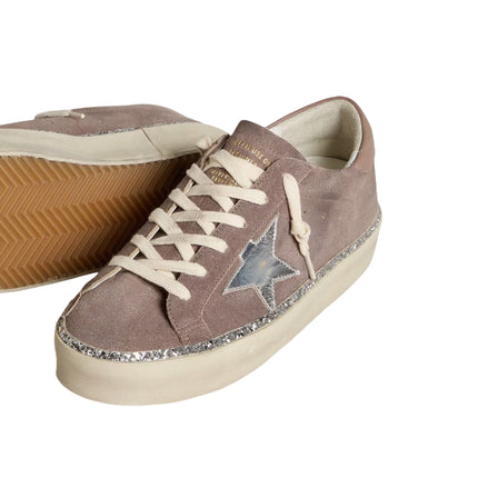 Golden Goose Women's Hi Star in Suede with Silver Leather Star and Leather Heel Tab