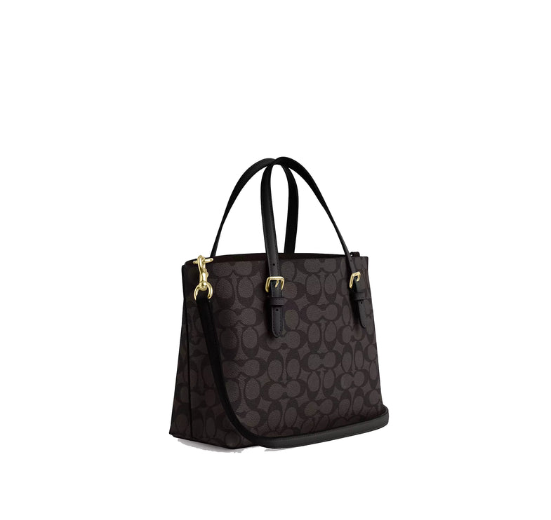 Coach Women's Mollie Tote Bag 25 In Signature Canvas Gold/Walnut/Black