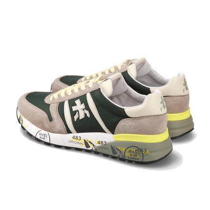 Premiata Men's Lander Sneakers Beige/Green 6632