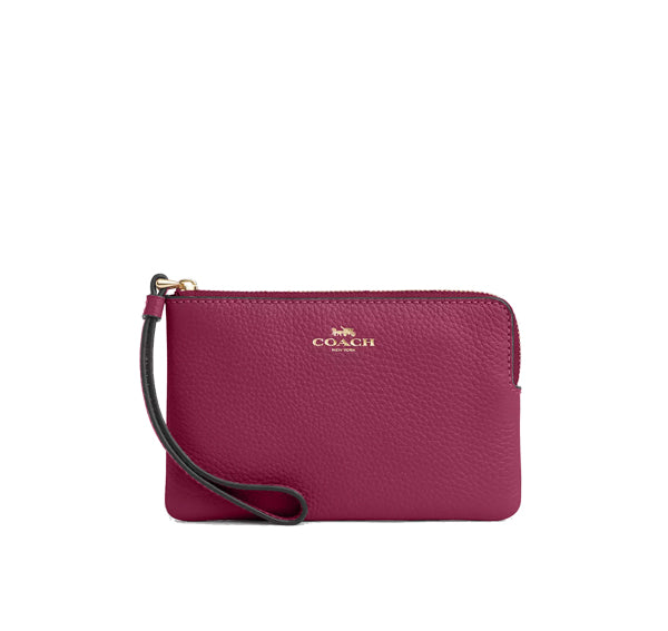 Coach Women's Corner Zip Wristlet Gold/Pink