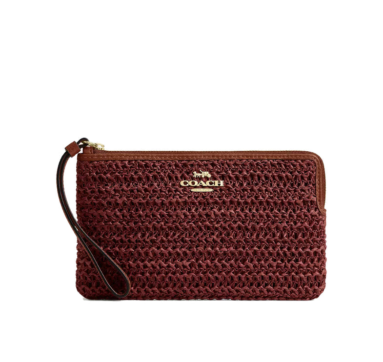 Coach Women's Large Corner Zip Wristlet Gold/Russet
