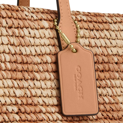 Coach Women's City Tote Bag With Gingham Print Gold/Tan