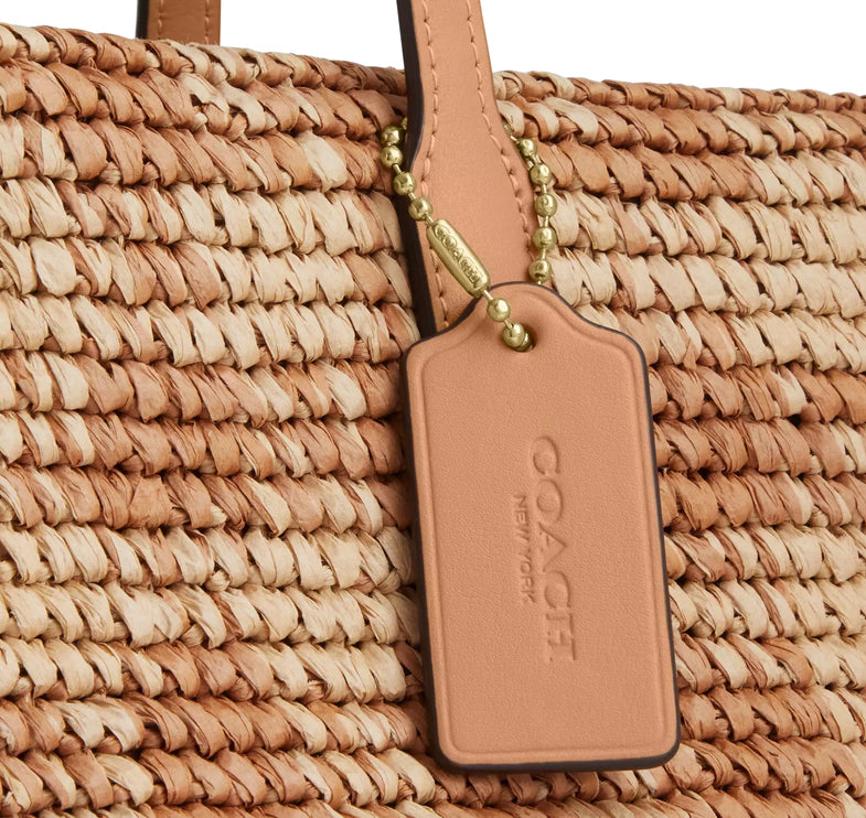 Coach Women's City Tote Bag With Gingham Print Gold/Tan