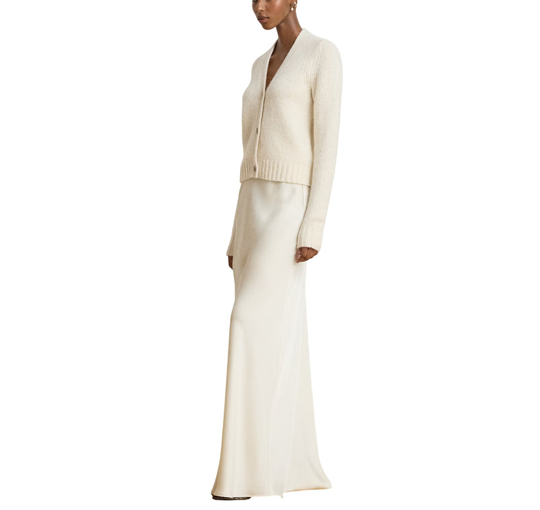 Polo Ralph Lauren Women's Wool-Blend Cropped V-Neck Cardigan Mascarpone Cream