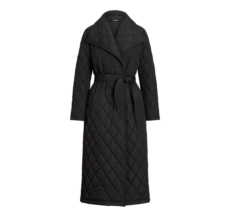 Polo Ralph Lauren Women's Diamond Quilted Maxi Wrap Coat Black