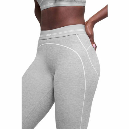 alo Women's 7/8 High-Waist Alosoft Heart Throb Legging Athletic Heather Grey/White
