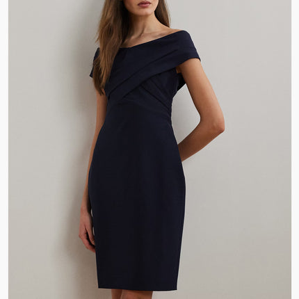 Polo Ralph Lauren Women's Crepe Off-the-Shoulder Cocktail Dress Lighthouse Navy