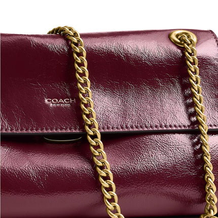 Coach Women's Chelsea Shoulder Bag 26 With Chain Brass/Dark Cherry