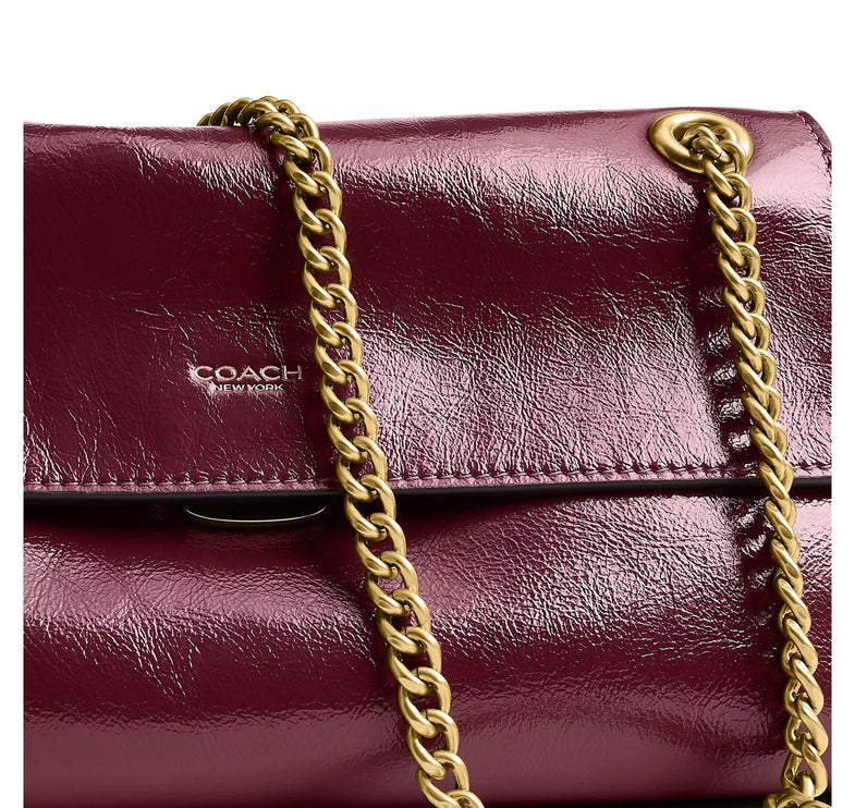 Coach Women's Chelsea Shoulder Bag 26 With Chain Brass/Dark Cherry