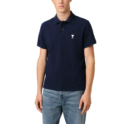 AMI Alexandre Mattiussi Unisex Ami de Coeur White Logo Polo Shirt Night Blue
