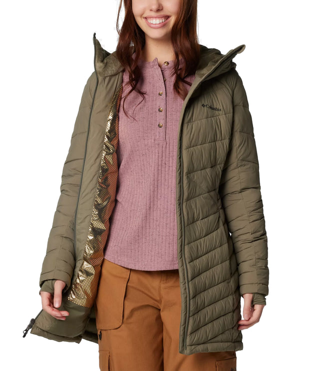 Columbia Women's Joy Peak II Mid Hooded Jacket Stone Green