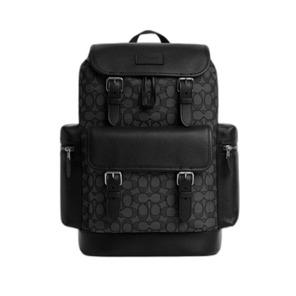 Coach Women's Sprint Backpack In Signature Jacquard Silver/Charcoal/Black