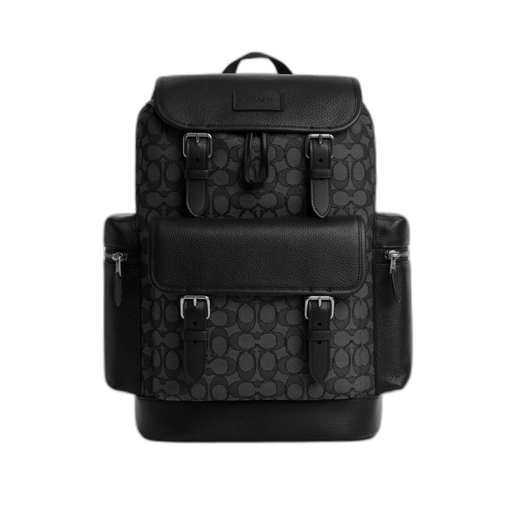 Coach Women's Sprint Backpack In Signature Jacquard Silver/Charcoal/Black