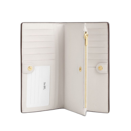 Coach Women's Slim Zip Wallet In Signature Canvas Gold/Sand/Chalk