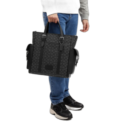 Coach Women's Sprint Tote In Signature Jacquard Silver/Charcoal/Black