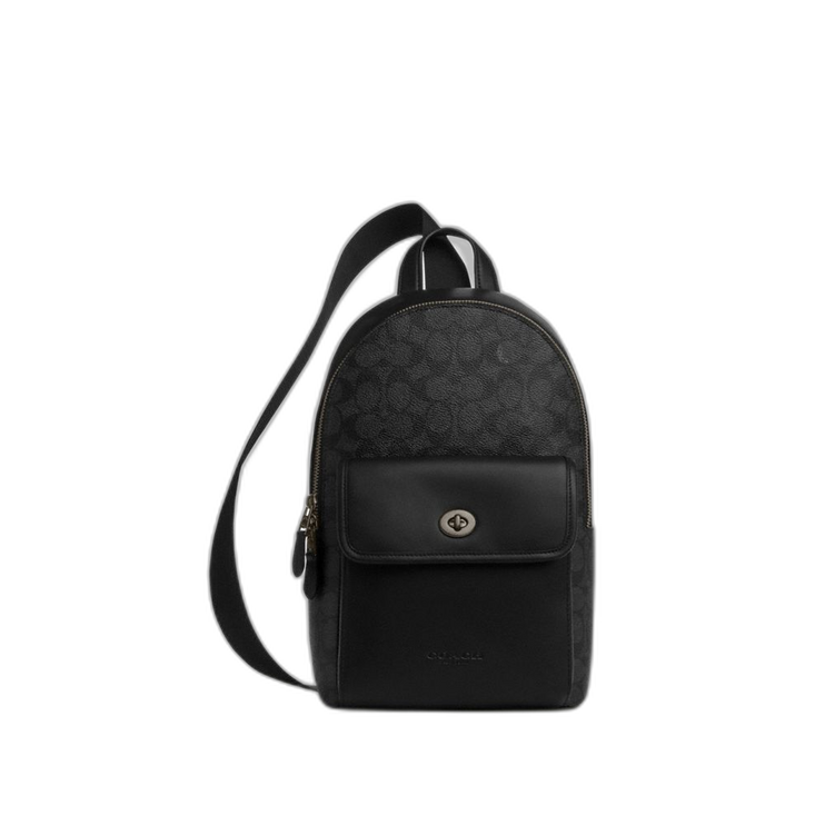 Coach Women's Turnlock Sling Pack In Signature Canvas Gunmetal/Charcoal/Black