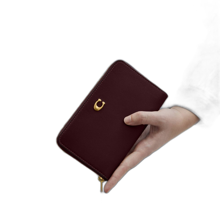 Coach Women's Essential Medium Zip Around Wallet Brass/Merlot
