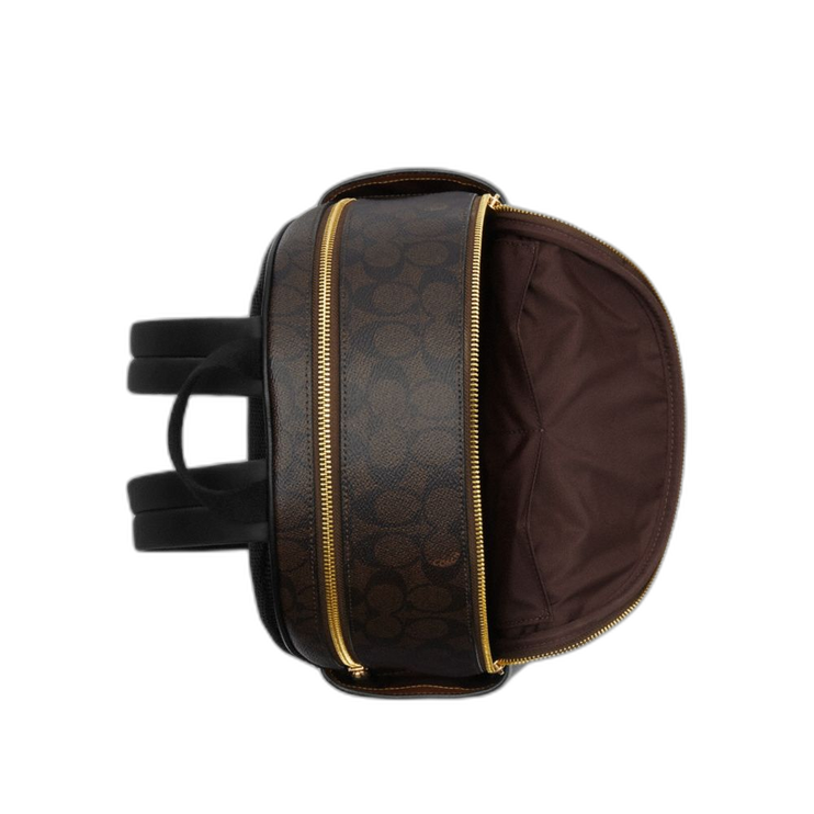 Coach Women's Court Backpack In Signature Canvas Gold/Walnut/Black