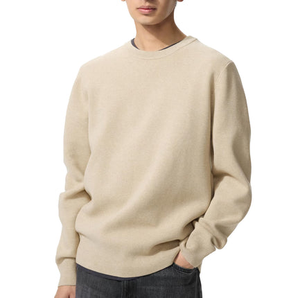 Uniqlo Unisex Washable Milano Ribbed Crew Neck Sweater 31 Beige
