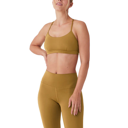 Alo Yoga Women's Airlift Intrigue Bra Golden Olive Branch