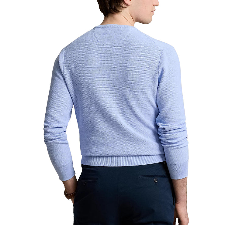 Polo Ralph Lauren Men's Textured Cotton Crewneck Sweater Blue Hyacinth