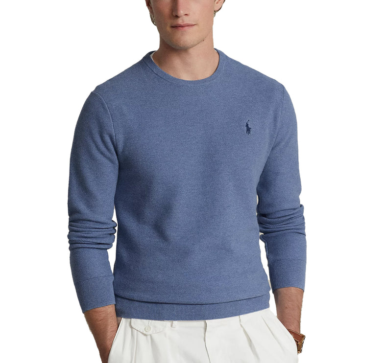 Polo Ralph Lauren Men's Textured Cotton Crewneck Sweater Blue Stone