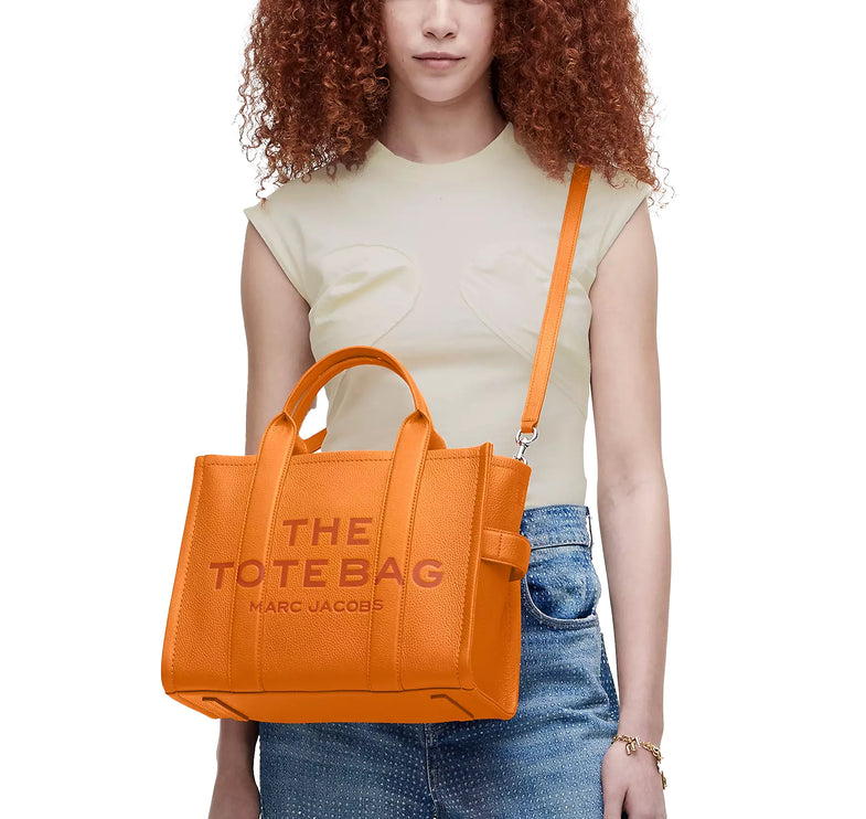 Marc Jacobs Women's The Leather Medium Tote Bag Tangerine