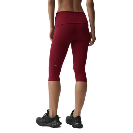 alo Women's ALO Softsculpt Low-Rise Foldover Capri Summer Romance Red
