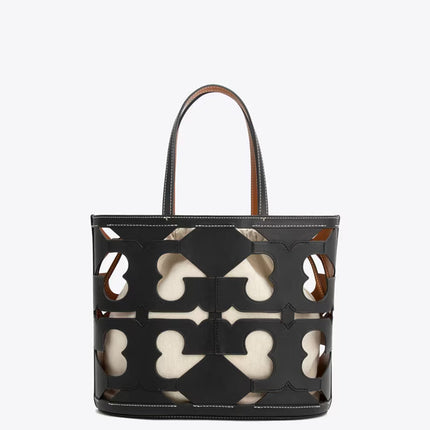 Tory Burch Women's Cutout Logo Small Tote Black
