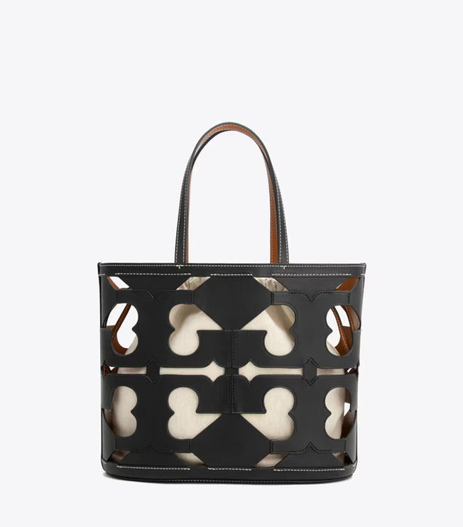 Tory Burch Women's Cutout Logo Small Tote Black