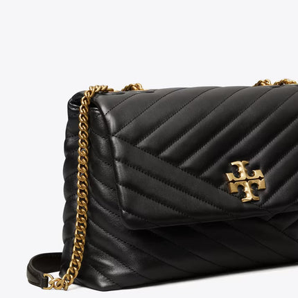 Tory Burch Women's Kira Chevron Convertible Shoulder Bag Black / Rolled Brass