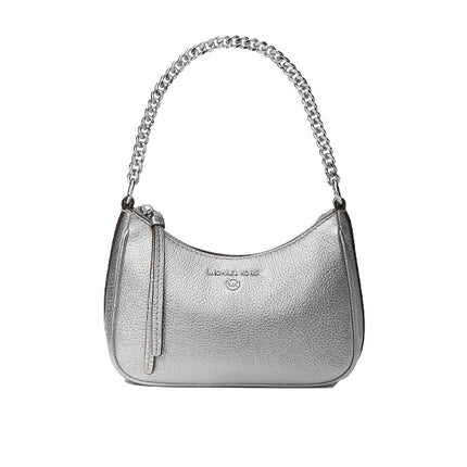 Michael Kors Women's Jet Set Charm Small Metallic Leather Pochette Silver