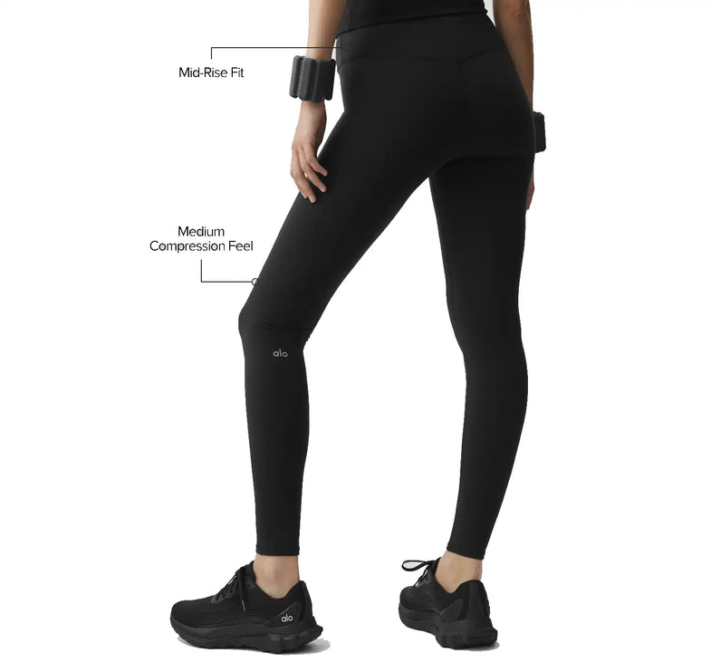 alo Women's Airbrush Mid-Rise Legging Black