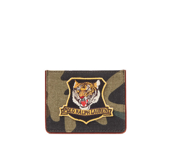 Polo Ralph Lauren Men's Tiger Patch Camo Canvas Card Case Camo