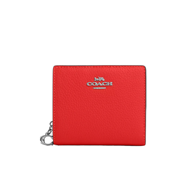 Coach Women's Snap Wallet Silver/Miami Red