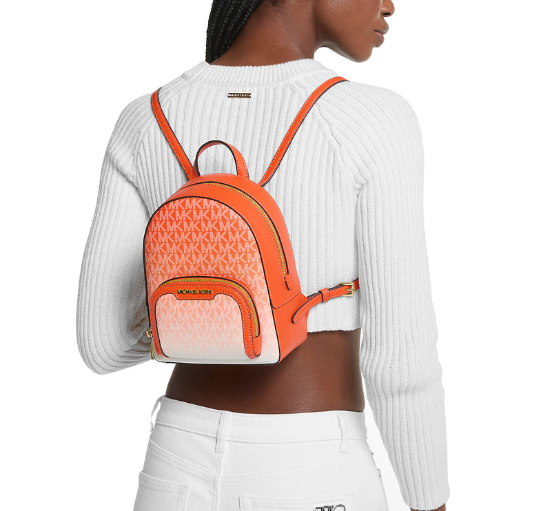 Michael Kors Women's Jaycee Extra Small Ombré Logo Convertible Backpack Poppy