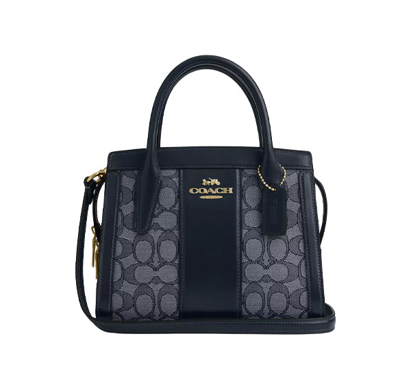 Coach Women's Andrea Carryall Bag In Signature Jacquard Gold/Navy/Midnight Navy