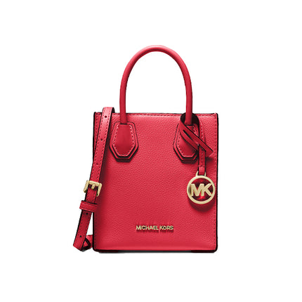 Michael Kors Women's Mercer Extra Small Pebbled Leather Crossbody Bag Bright Red