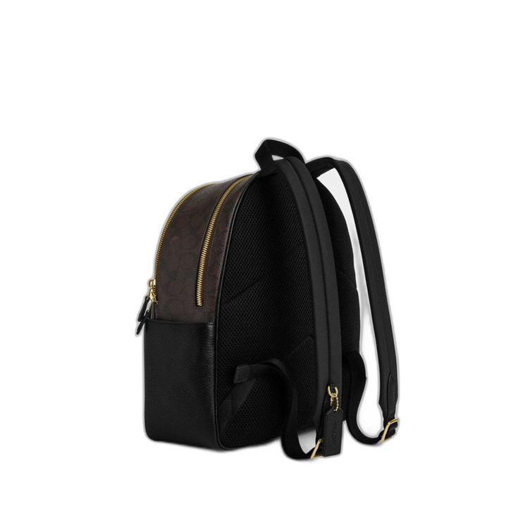 Coach Women's Court Backpack In Signature Canvas Gold/Walnut/Black