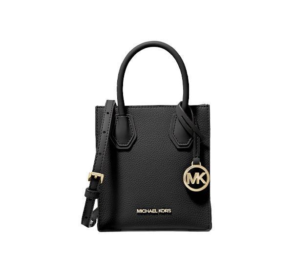 Michael Kors Women's Mercer Extra Small Pebbled Leather Crossbody Bag Black
