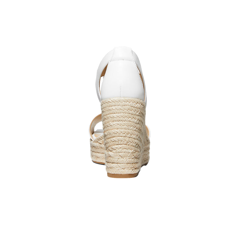 Michael Kors Women's Berkley Leather Wedge Sandal Optic White