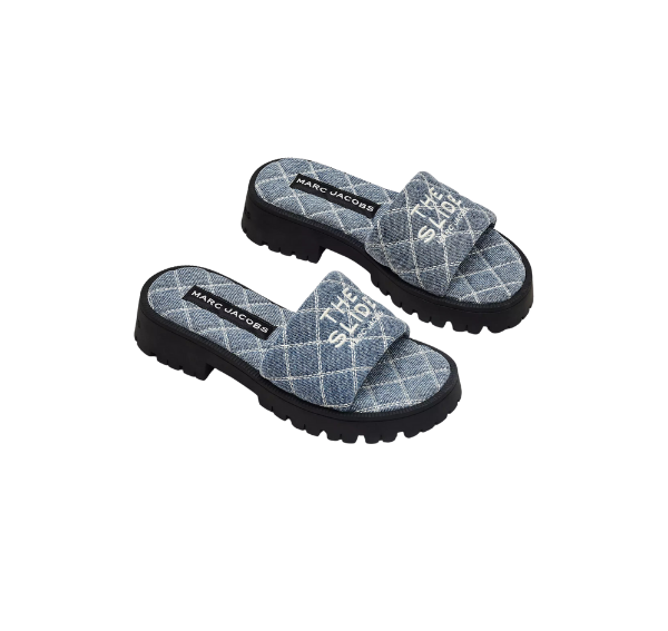 Marc Jacobs Women's The Quilted Denim Lug Sole Slide Denim