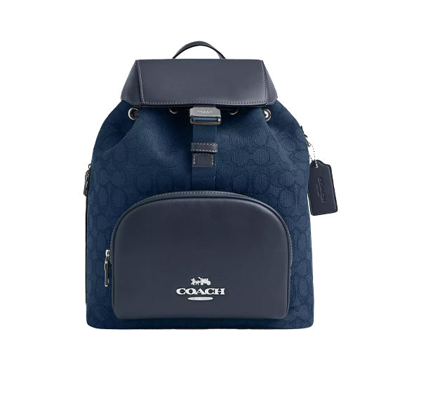 Coach Unisex Pace Large Backpack In Signature Jacquard Silver/Denim/Dark Denim