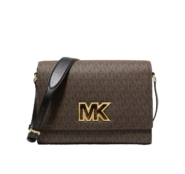 Michael Kors Women's Mimi Medium Logo Messenger Bag Brown/Black