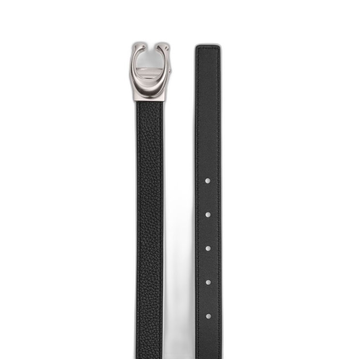 Coach Women's Sculpted Signature Buckle Reversible Belt, 20 Mm Silver/Black
