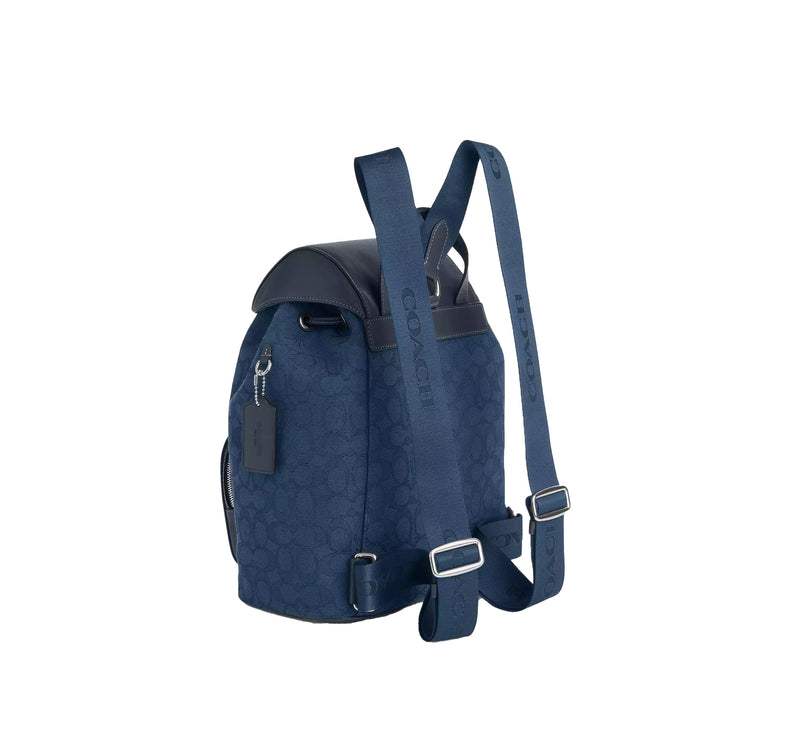 Coach Unisex Pace Large Backpack In Signature Jacquard Silver/Denim/Dark Denim