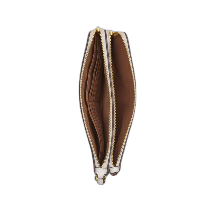 Coach Women's Double Zip Wallet In Signature Canvas Gold/Sand/Chalk